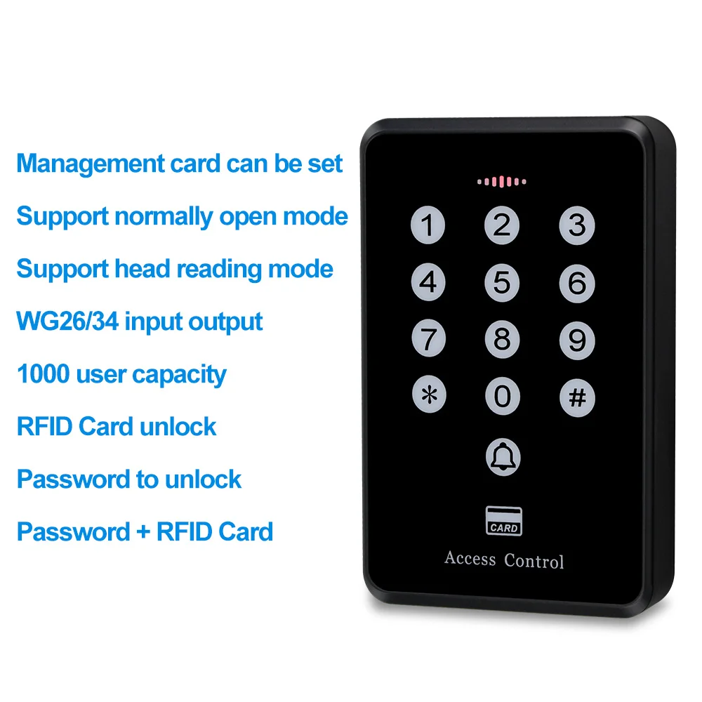 Cheap Standalone Access Control System Kit RFID Keypad 125KHz Card Reader Access Controller Keyfobs for Home OBO Hands