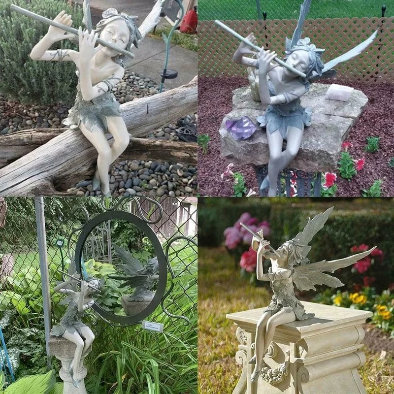 Flute Fairy Flower Fairy Statue Garden Decoration Angel Wing Resin Craft Decoration