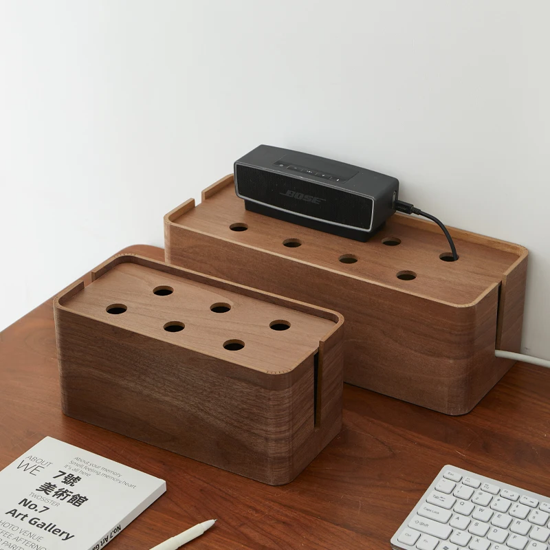 

Solid Wood Socket Organizer Home Plug Board Storage Box Desktop Power Charging Line Organizer Cable Management Solution