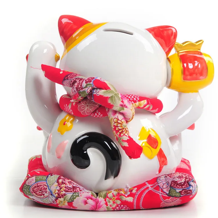 9 inch large ceramic lucky lucky cat money piggy bank opened to Home Furnishing wedding gift ornaments