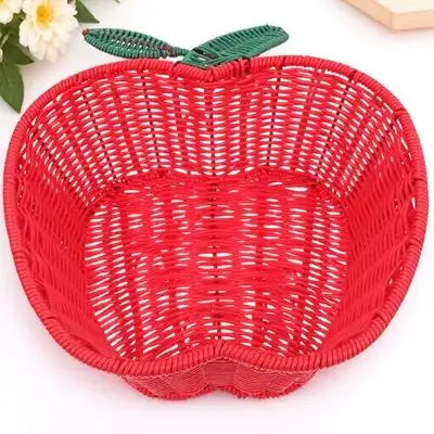 

Woven Storage Basket Small Apple Shape Snack Fruit Basket Household Food Serving Bread Storage Organizer Decorative Fruit Holder