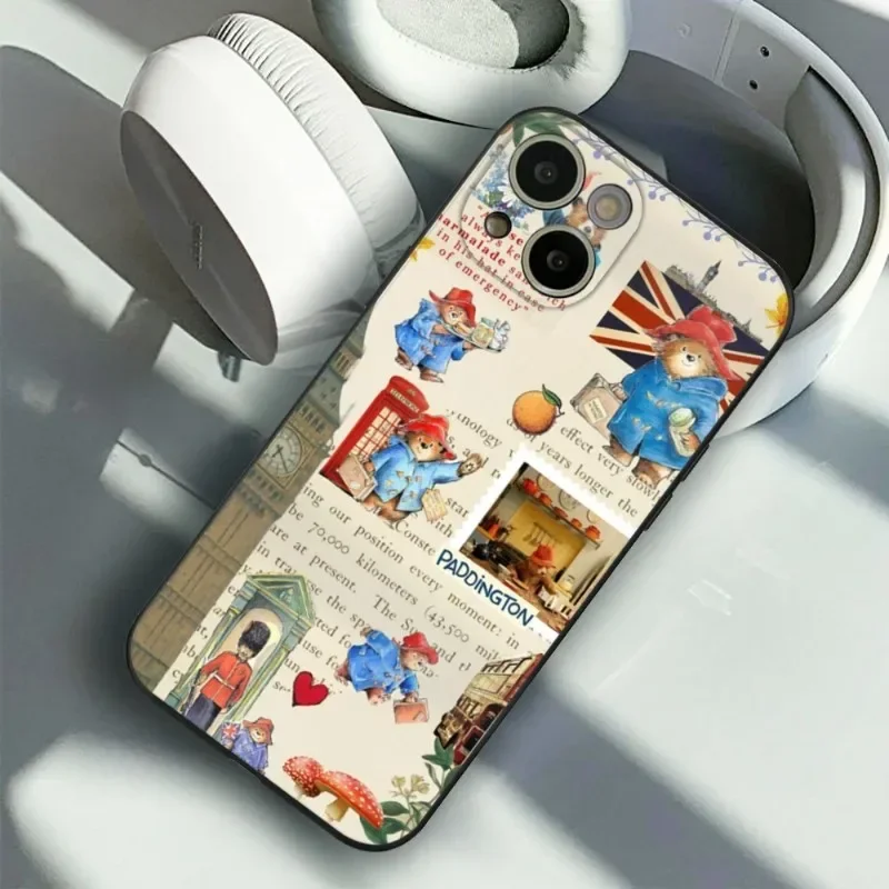 FOR IPhone 15 Cute Paddington Bear Phone Case FOR IPhone 14 13 11 12 Pro 8 7 15 Plus 13 Pro MAX XR XS MINI SE 2020 Black Covers