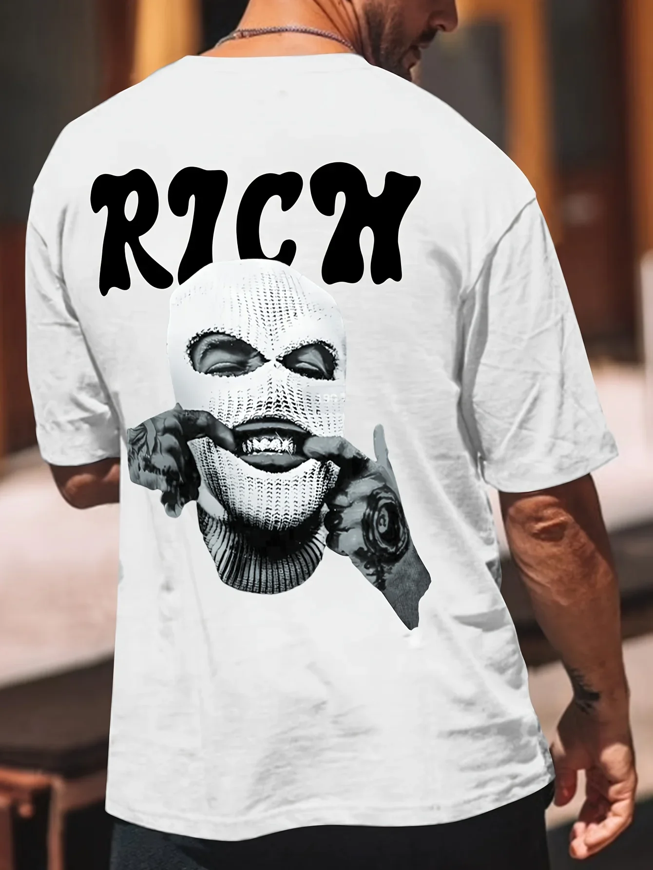 قميص مريح بأكمام قصيرة مطبوع من القطن الخالص بنمط العصابات مع طباعة نمط أزياء رجالية جديدة #4