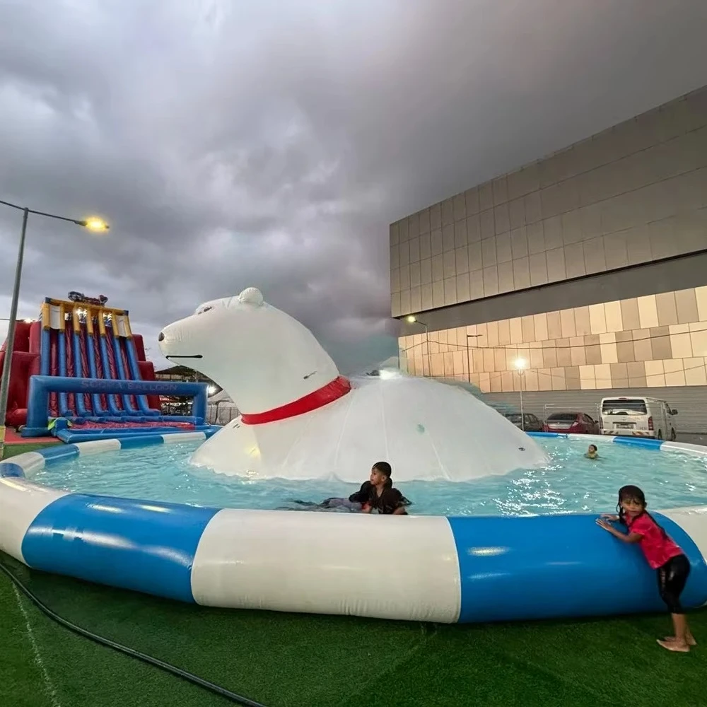 Giant commercial inflatable land water theme amusement water park swimming pool slide game equipment
