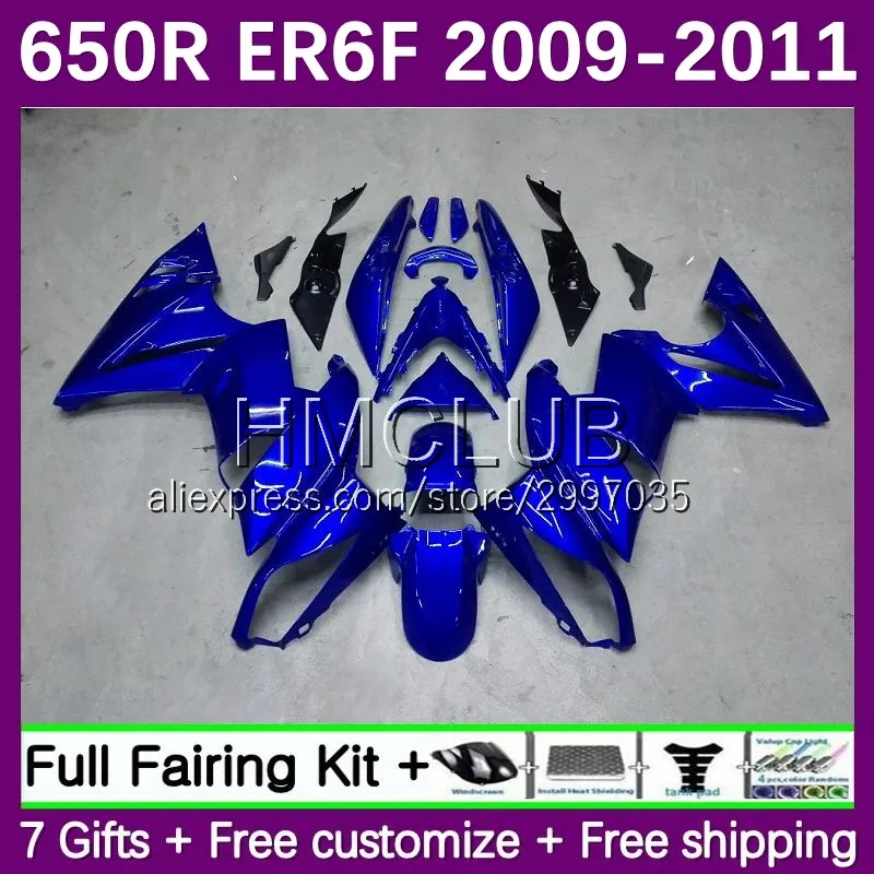 Body Kit For KAWASAKI NINJA 650R 650 R ER 6F 6 F 09-11 65No.9 ER-6F ER6F 2009 2010 2011 ER6 F 09 10 11 OEM Fairing factory blue