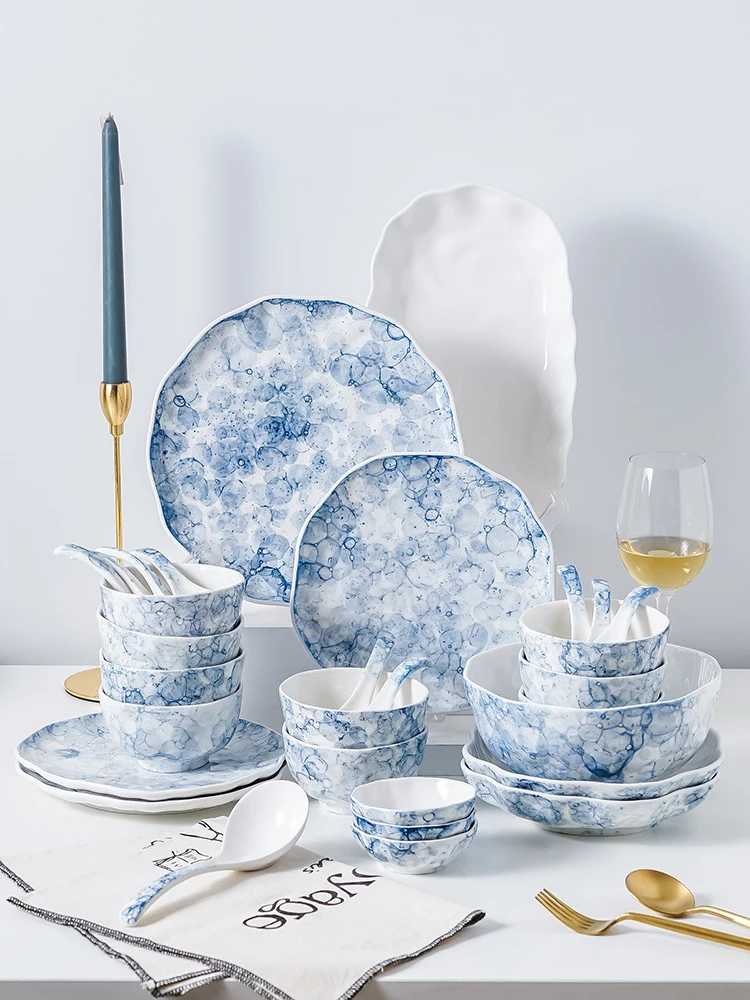 Attractive Cerc Bowl Set Dinnerware Home Use 2024 New High Aesthetic Value Rice Bowl Soup Bowl Noodle Bowl Di Plate