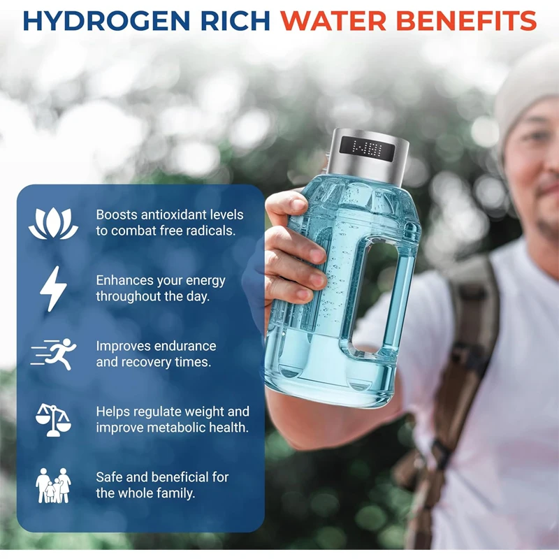 1.5L زجاجة ماء الهيدروجين المحمولة مولد مياه الهيدروجين إبريق شاشة ديجيتال ما يصل إلى 4500PPB قسط حل الترطيب #5