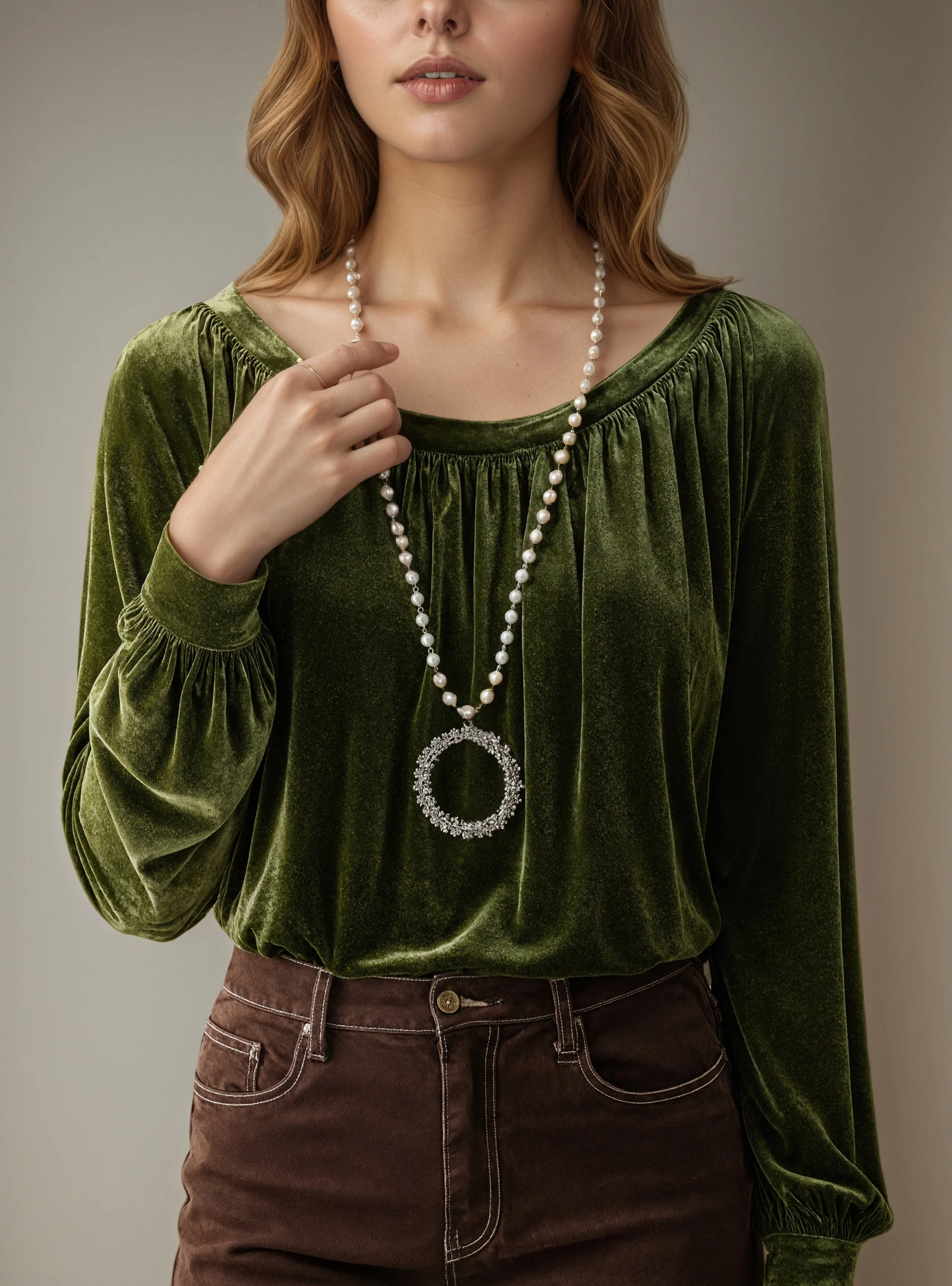 Aurelia Velvet Gathered Blouse S707392df30934850a3c755a09c497c5a8