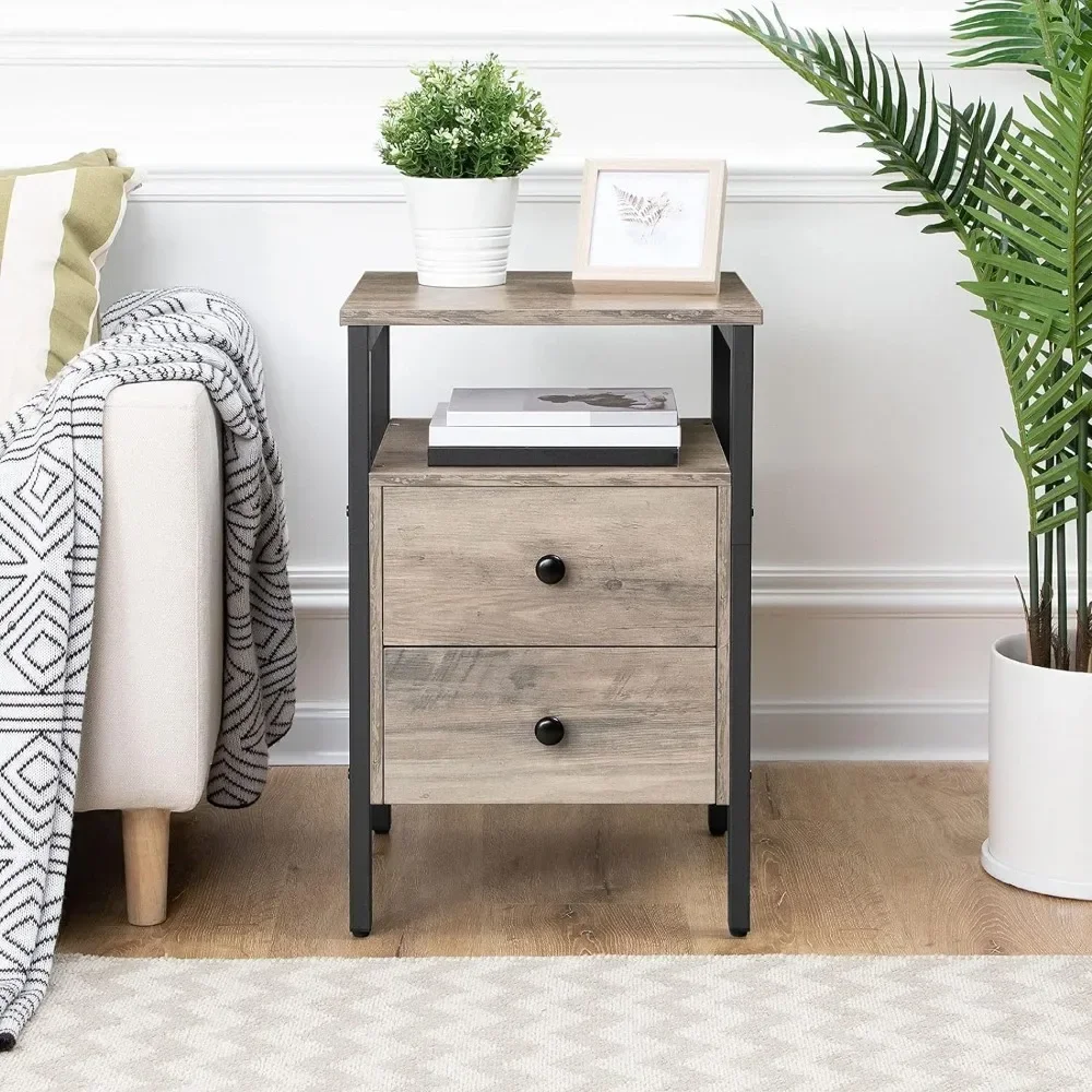

#For Nightstand, End Table with 2 Drawers and Storage Shelves, Night Stand for Small Space, Side Sofa Table for Living Room