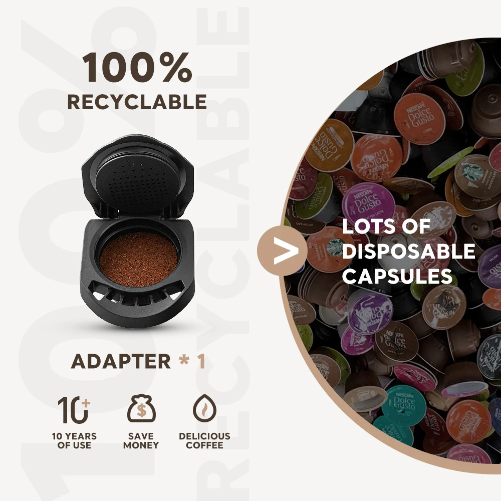 Coffee Capsule Adapter Refill Reusable for Dolce Gusto Coffee Capsule Convert Compatible for Genio S Piccolo XS Machine iCafilas