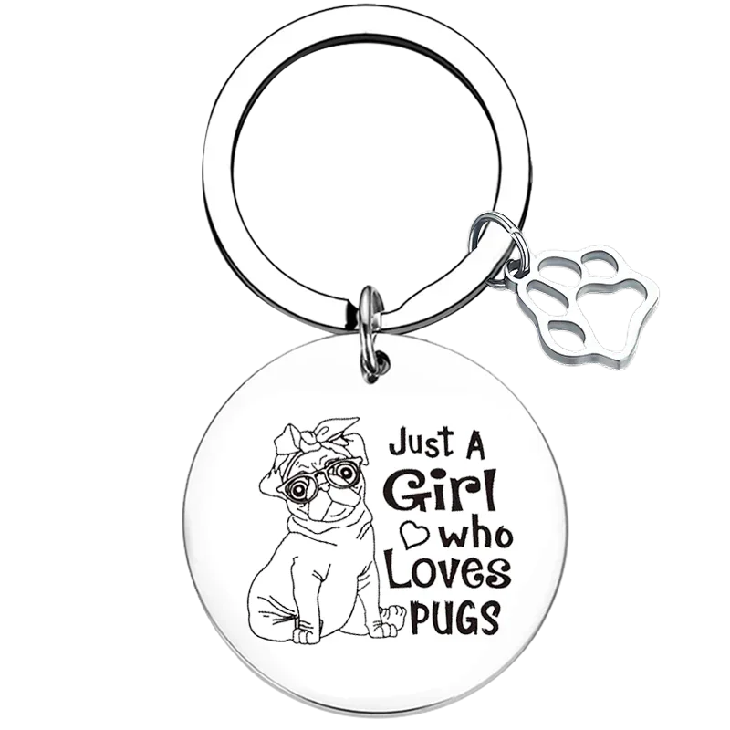 Cute Pug Mom Keychain Dog Pug Lover gift Key Chain Pendant Jewelry Animal animal dog Gift