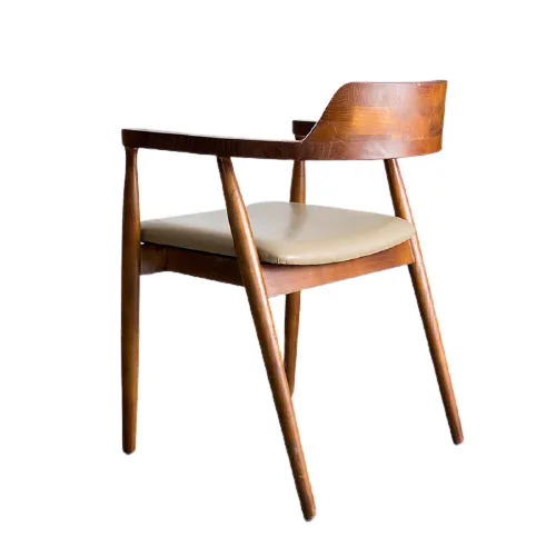 

American solid wood office chair back armrest casual simple tea room book