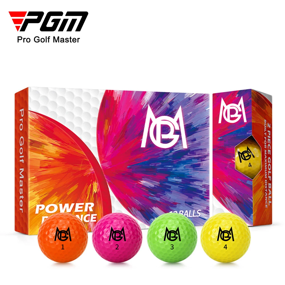 12pcs/Box Pgm Golf Balls Professional Color Competition Double Layer Practice Game Ball Visual Rolling Direction Gift Q029