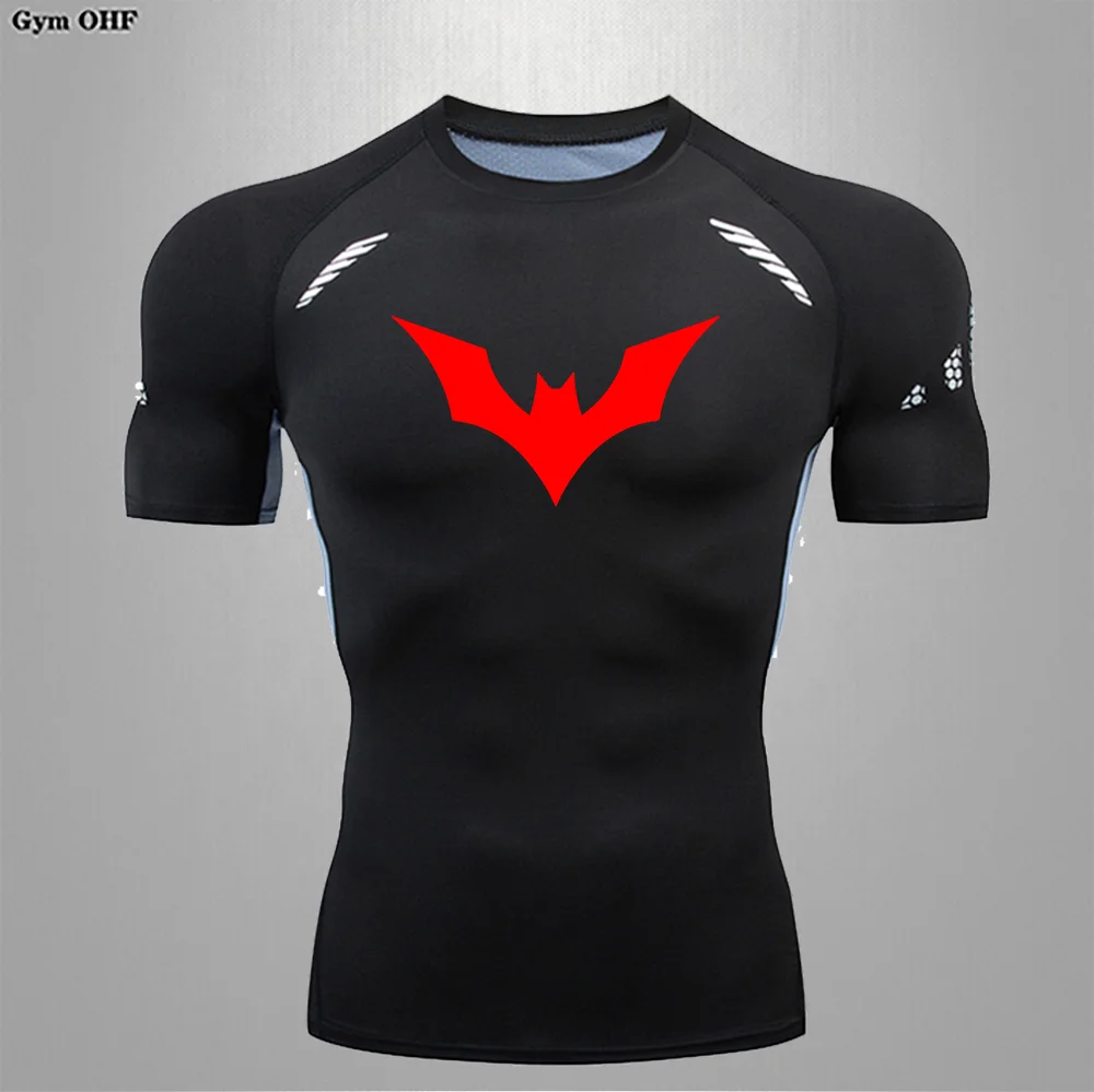 T-shirt manches courtes homme, vêtement de compression, séchage rapide, serré, sportif, respirant, araignée, été 2099