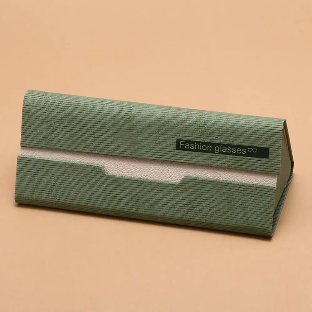 Portable Foldable Triangle Sunglasses Box PU Leather Anti-fall Eyewear Storage Bag Automatic Closing Simple Glasses Box Female