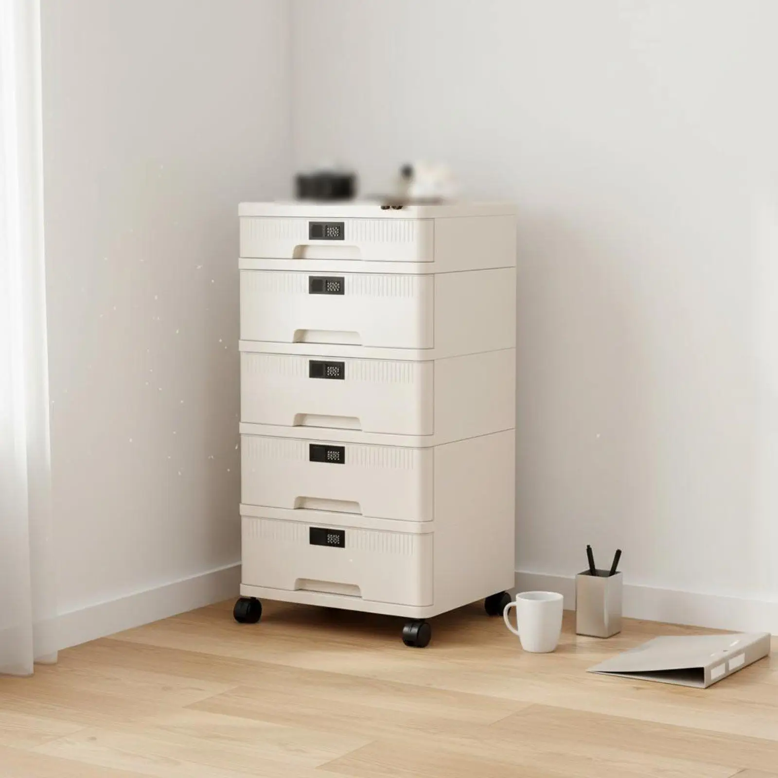 Desktop File Cabinet with Lock Dustproof Lockable Desktop Cabinet A4 Size Compatible Locking Storage Drawer for Students, Dorm