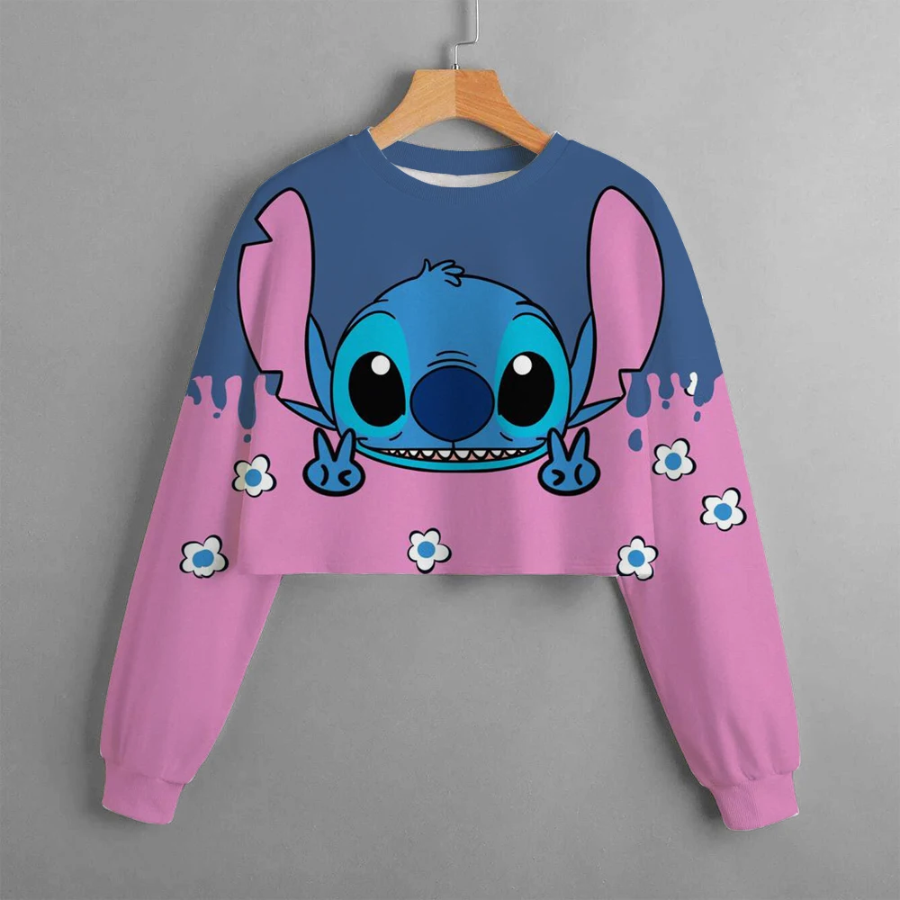 

Comfortable hooded sweatshirt with cartoon Stitch pattern for children, teenagers, and girls. Street fashion, spring and autumn