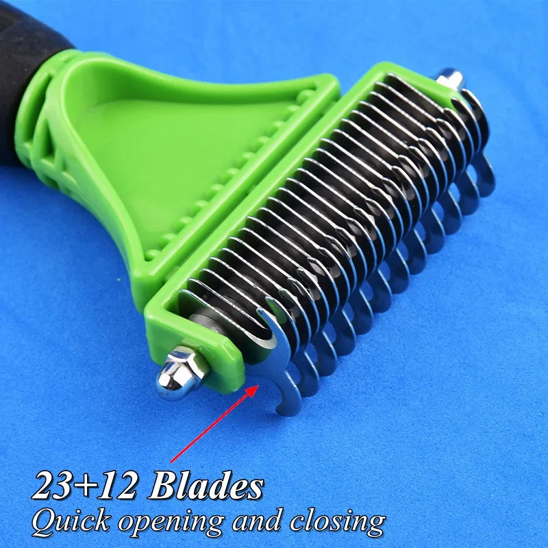 Pets Stainless Steel Grooming Brush Two-Sided Shedding Comb Undercoat Rake Comb for Dog Cat Remove Knots Tangles Easily Brush