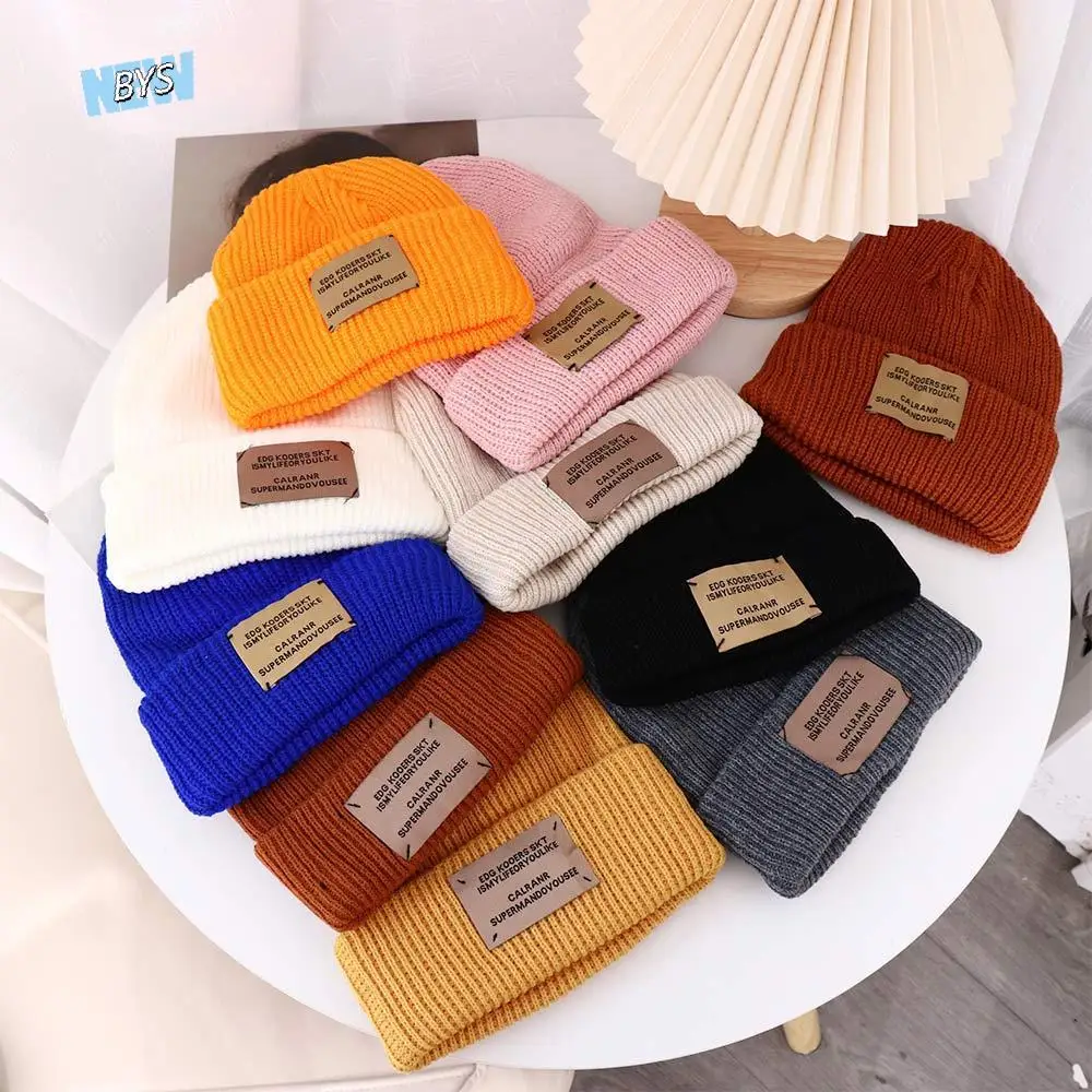 

Cute Temperament Warm Stripe Letter All-match Skullies Autumn Woolen Hat Knitted Hat Korean Style Caps Men Beanies