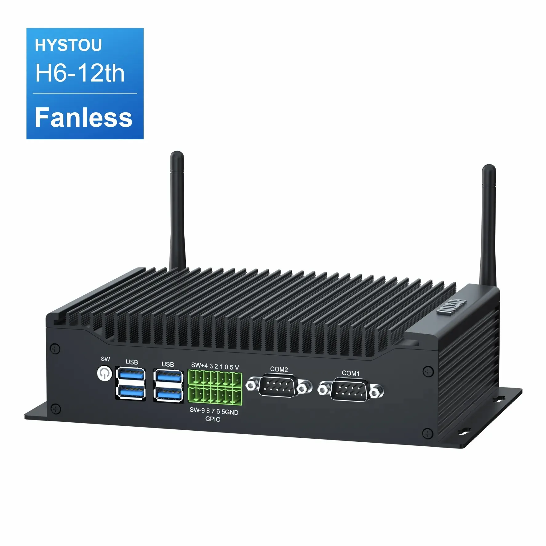 HYSTOU H6-12th Fanless Industrial Embedded Mini PC with i5-1235U Dual Gigabit LAN Full I/O Ports