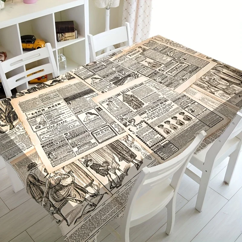 One Parisian tablecloth, a vintage old history newspaper and magazine tablecloth, a 1919 women's fashion magazine tableclothxzj