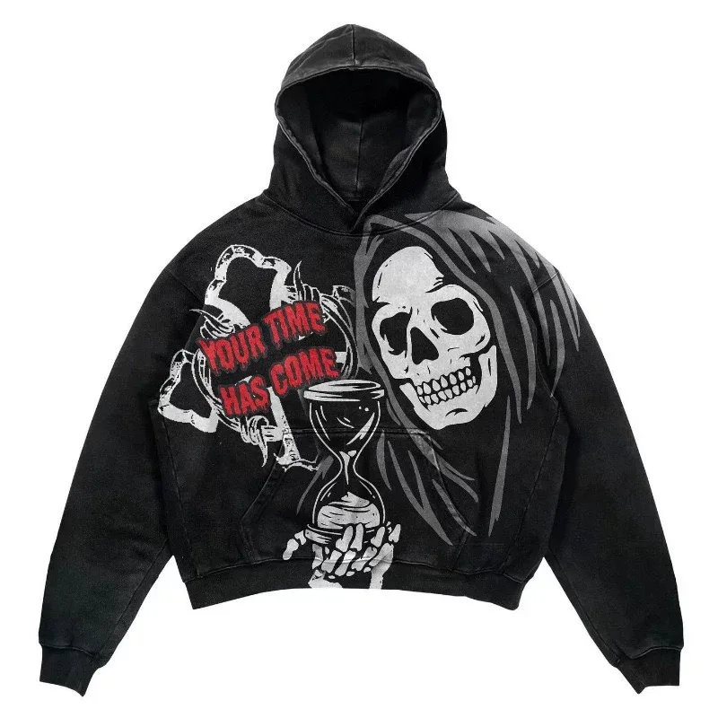 

European and American funny sweatshirt hip-hop retro high street men and women Halloween printed old sweatshirt pullover jacket