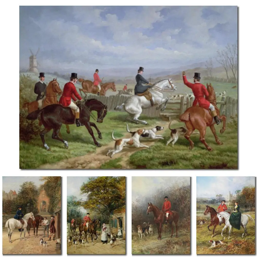

Handmade Canvas Art Horse Hunting Heywood Hardy Paintings Ride to Cover Classical Landscape Restaurant Hotel Modern Decor Large