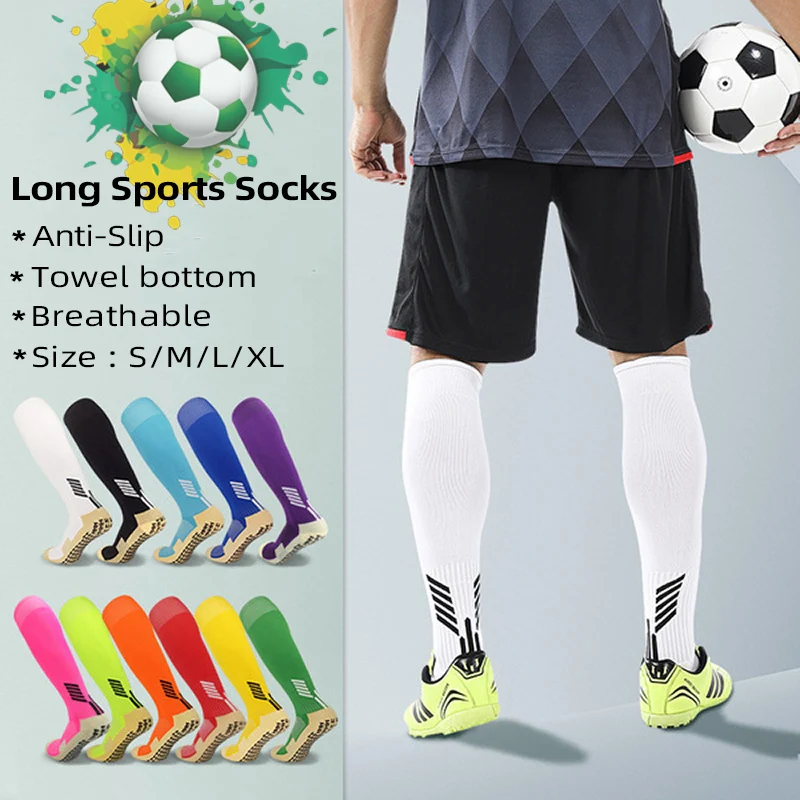 11 Colors Long Tube Anti-slip Football Socks Towel Bottom Soccer Socks Men Women Kids Outdoor Sport Knee High Non-Slip Socks