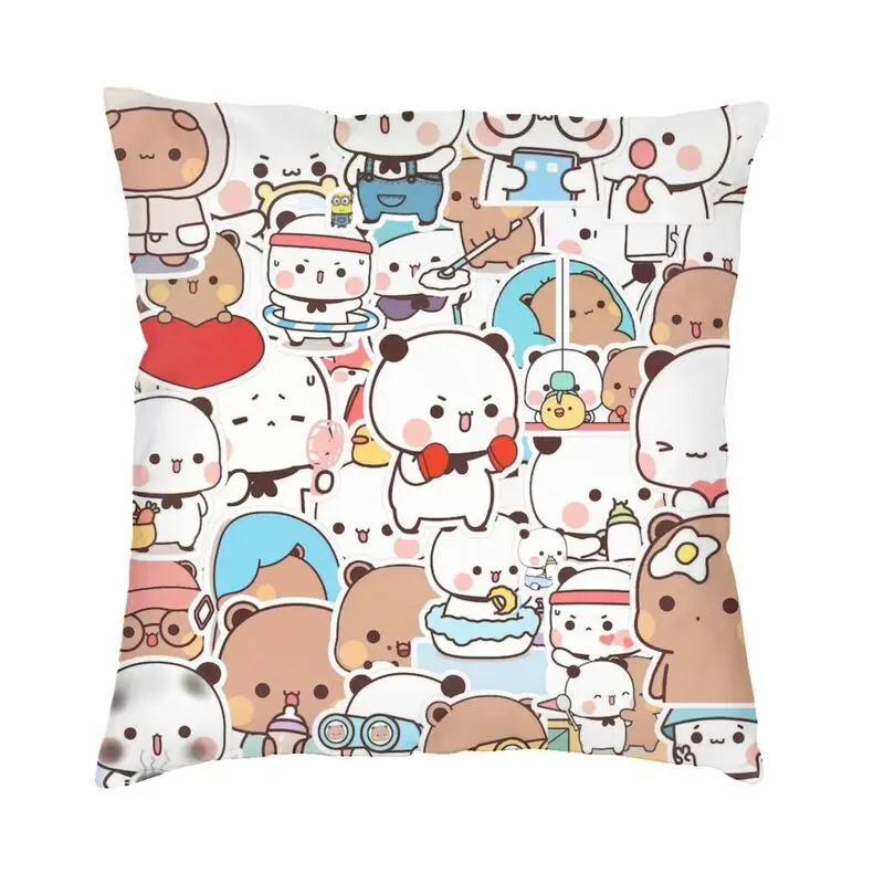 Peach And Goma Cushion Cover Two Side Print Pattern Bubu Dudu Floor Pillow Case for Car Custom Pillowcase Home Decorative