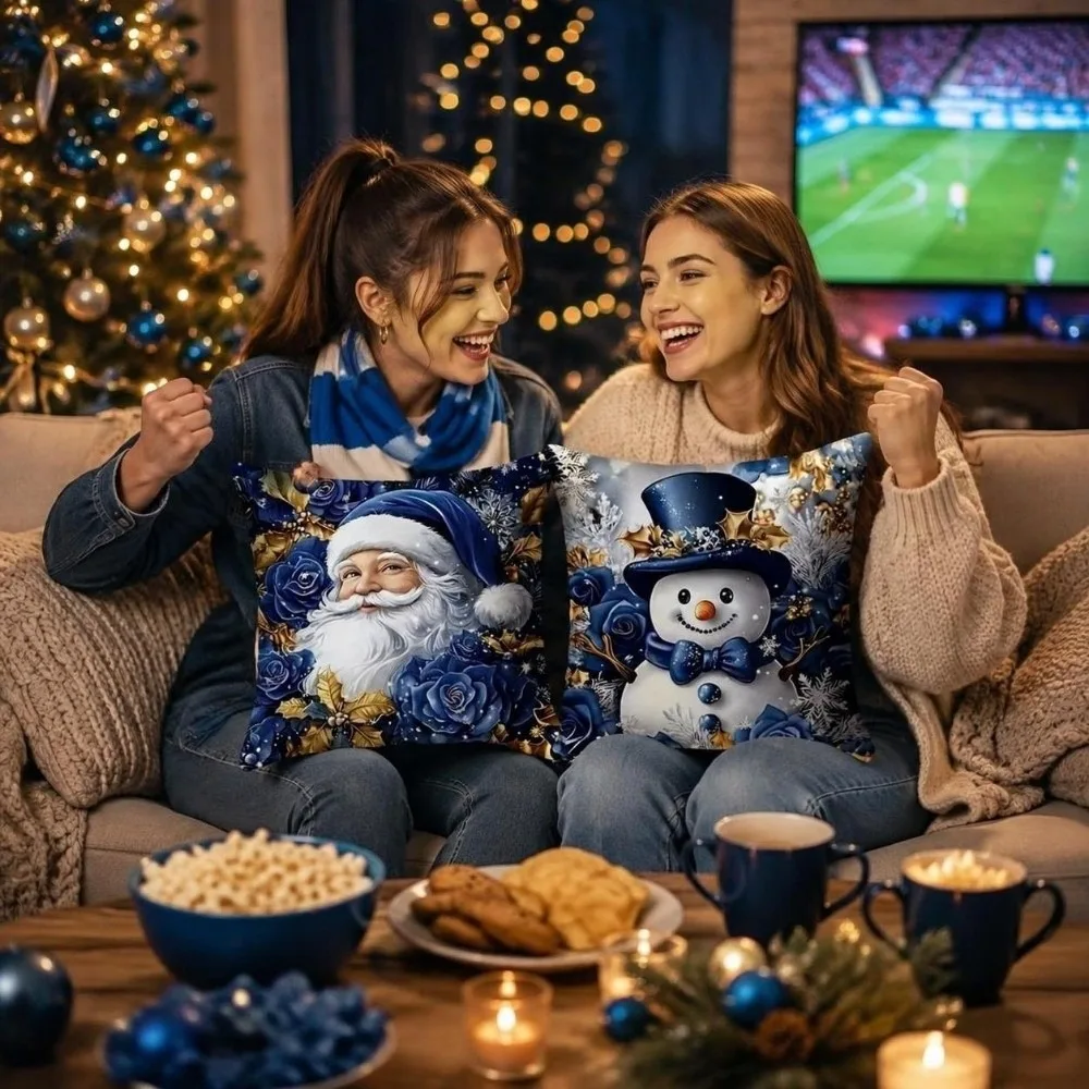 Festive Soft Christmas Pillow Covers Deer Plaid Xmas Tree Pillowslip Square 2D Printed Snowman Pillow Cover Sofa Decor