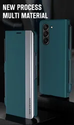 360° Fully Protected Shockproof Cover For Samsung Galaxy Z Fold 7 3 4 5 6 5G PU Leather With Stylus Stand Electroplate Case