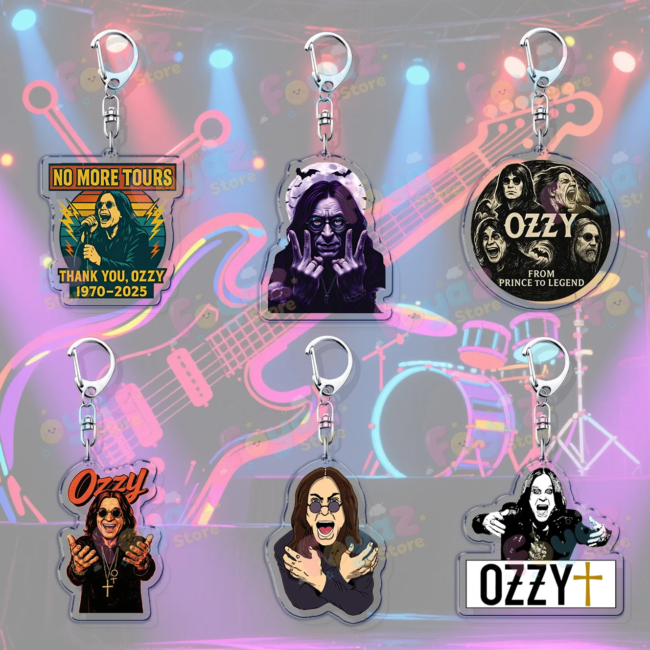 المملكة المتحدة الموسيقى روك ستار Ozzy المفاتيح Llavero اكسسوارات حقيبة الثقيلة المعادن الموسيقى Fanart المرأة Keyrings المشجعين هدية