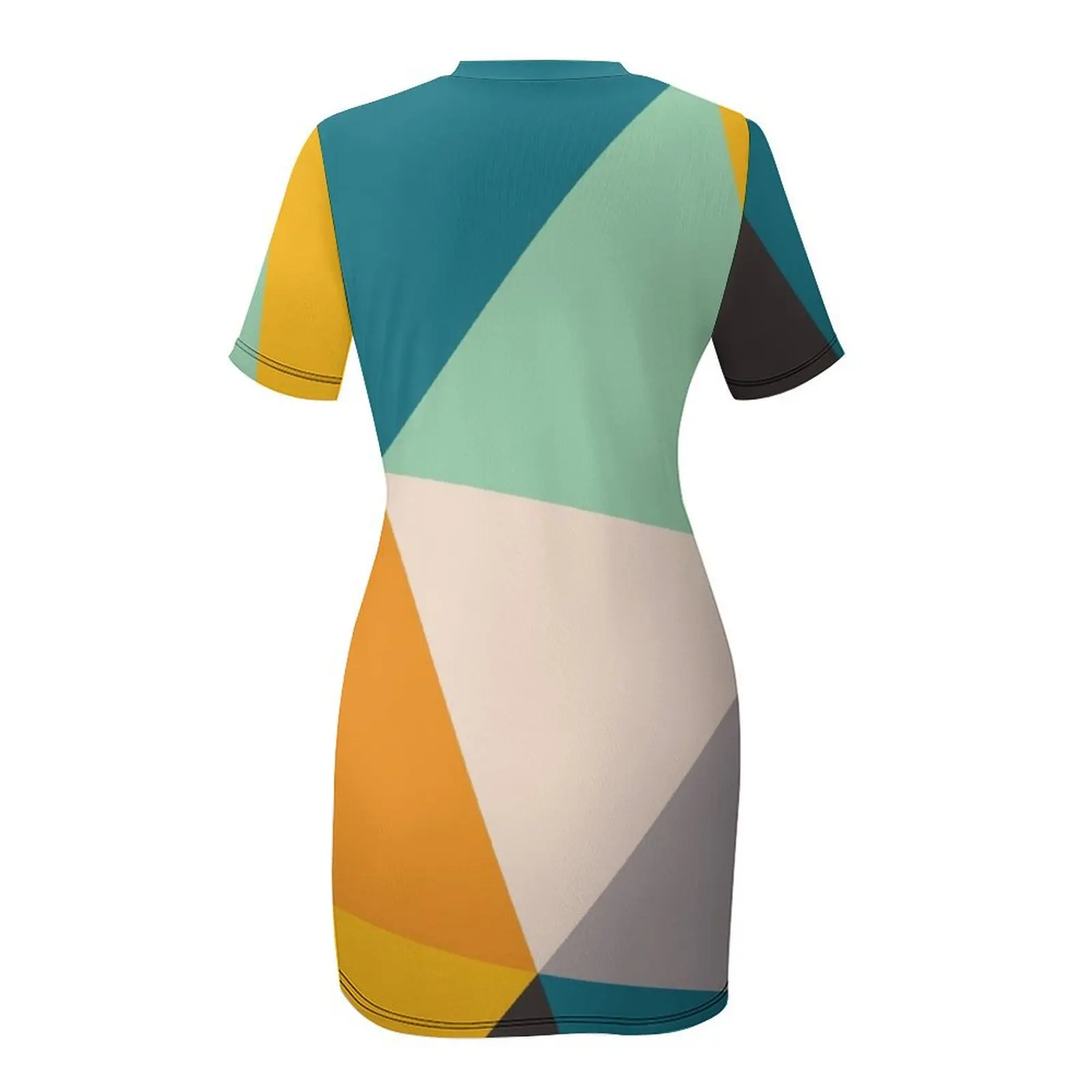 مثلثات هندسية ملونة (2012) فستان بأكمام قصيرة فساتين أنيقة بالإضافة إلى مقاسات فساتين فستان الحفل