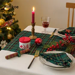 Christmas Green And Yellow Plaid Table Runner Home Hotel Tablecloth New Year Party Place Tablemat Napkin Coffee Table Cover