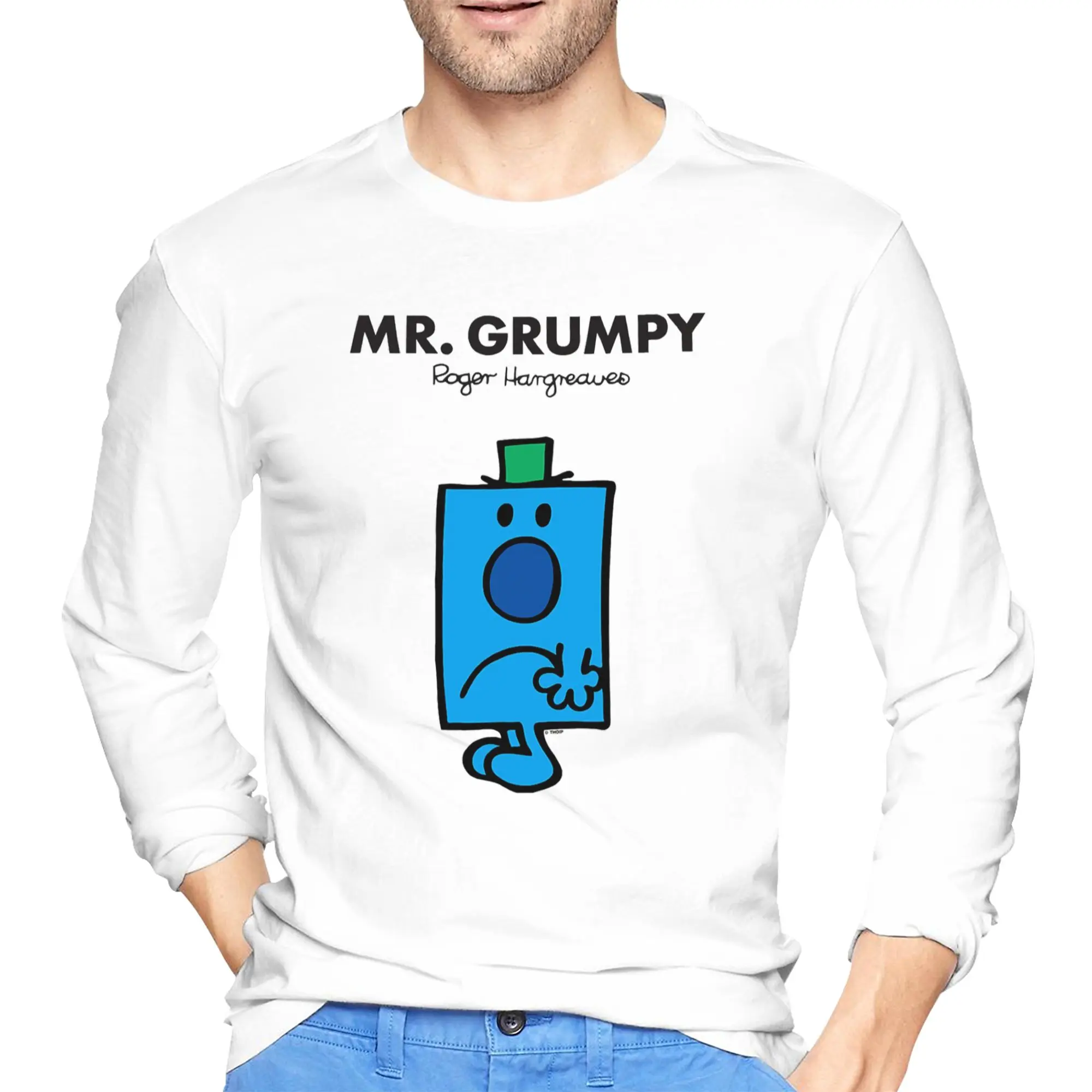 

Mr. Grumpy Men's Long Sleeved T-shirt Fashion Round Neck T shirts Spring and Autumn Men tops