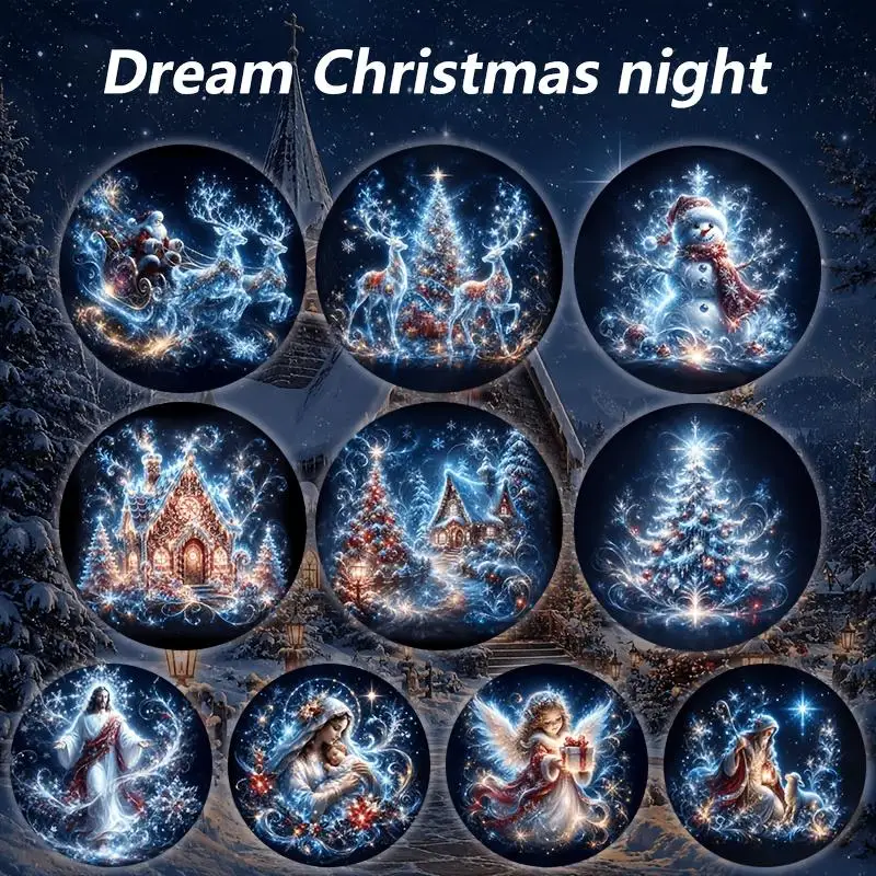 USB Christmas Projector Light 10pcs Patterns Adjustable Night Light Xmas Santa Snowman Church Nativity Projection Lamp Decor