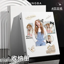 Singba Solid White Photocard Binder Large 4Grid Collect Book Magnetic Buckle 3inch Photo Album Star Chasing Collection Holder