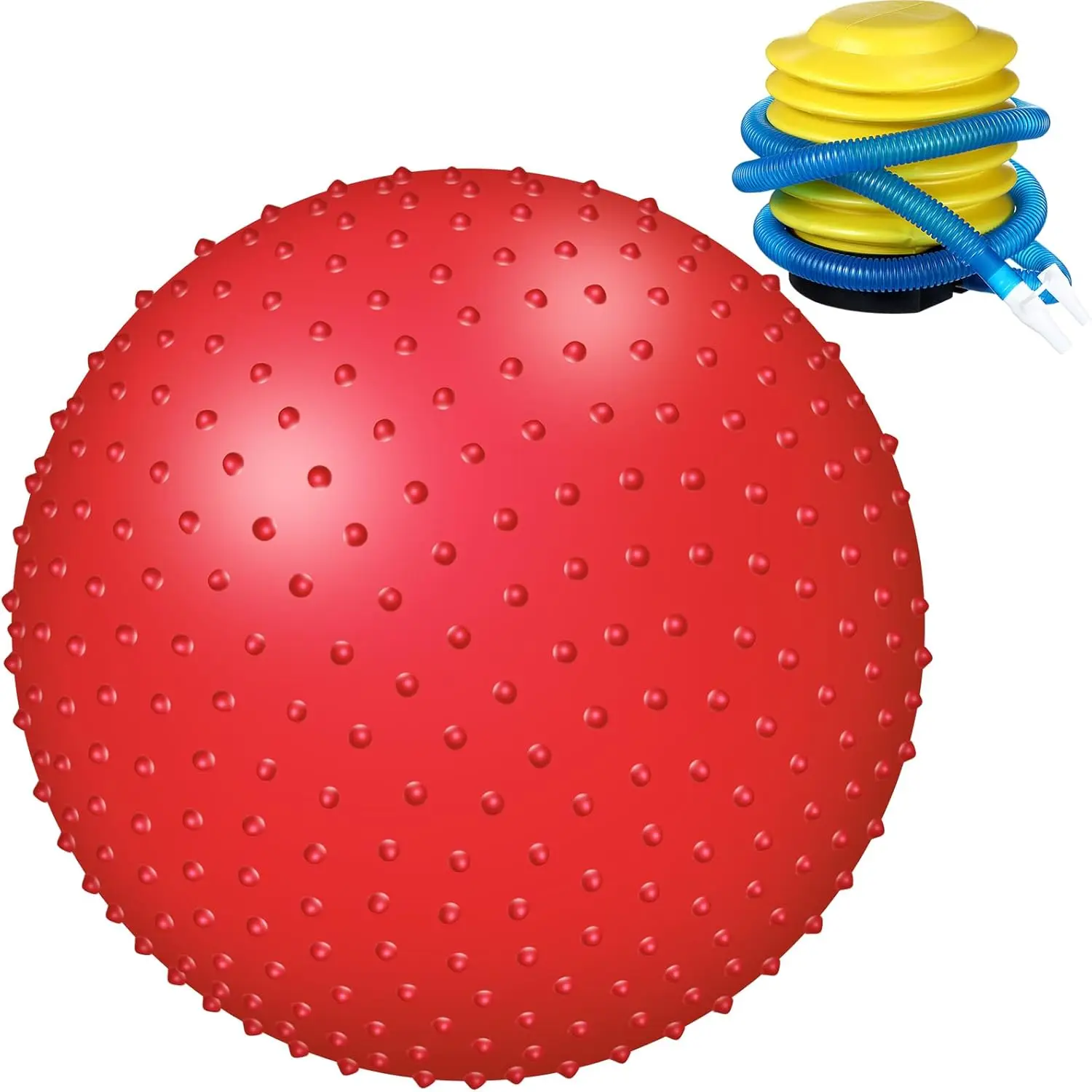 

22 Inch Sensory Massage Ball with Tactile Spikes, Inflatable Exercise Ball with Air Pump for Kids Outdoor Beach Pool