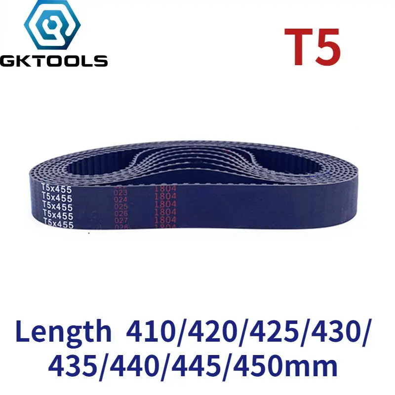 T5 Width 10/15/20/25/30/35/40/45/50mm Closed Loop Rubber Timing Belt Length 410/420/425/430/435/440/445/450mm