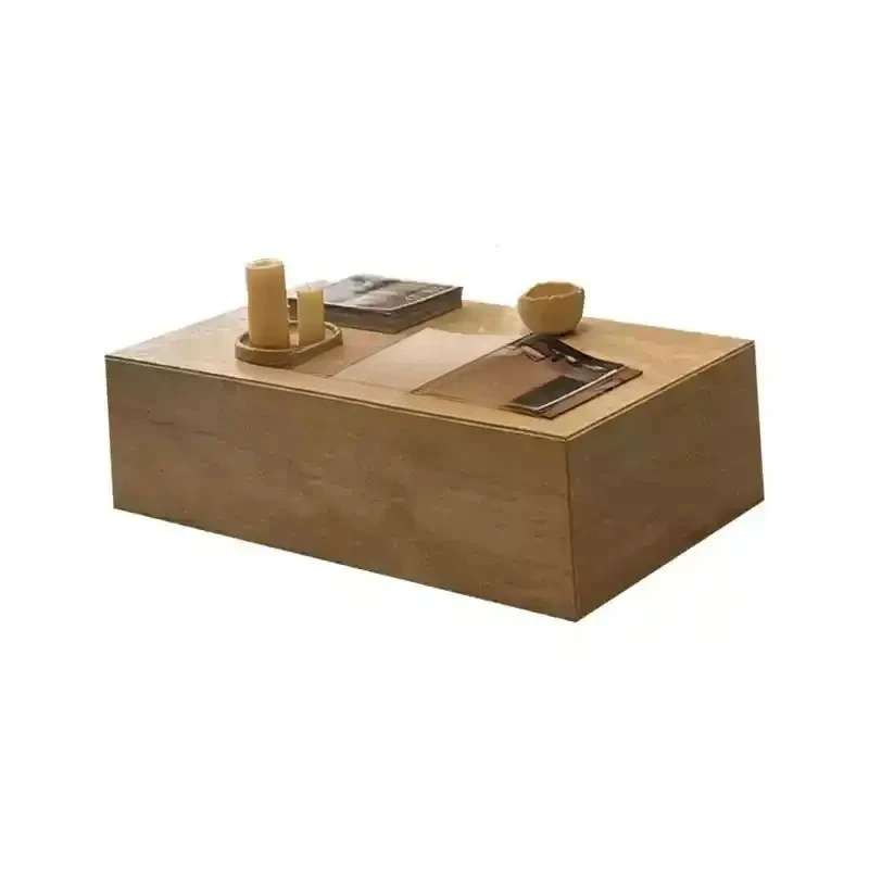 A  Nordic natural cave stone square coffee table minimalist small apartment villa cave stone square table marble coffee table