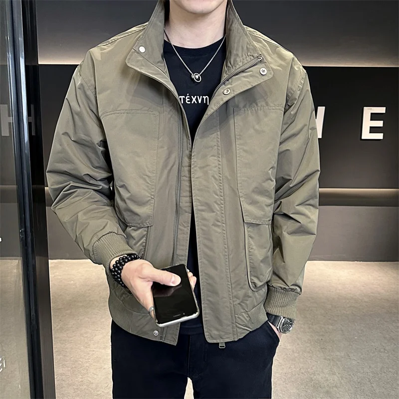 

Sli Men's Jaet Spring New Flip Collar Haome Workwear Youth Versatile Faionable Cotton Blend Regular Sve Long