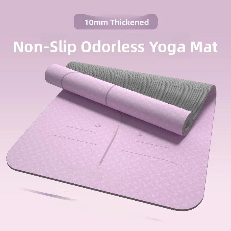 Thickened TPE Yoga Mat for Beginners Wide Long Home Use Indoor Sports Fitness Women's Dance Exercise Mat PU Surface Material