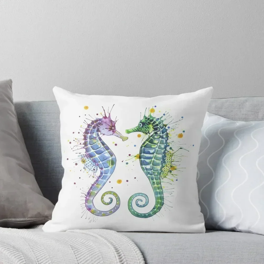 

Guardians of the Sea - Seahorse Throw Pillow Cusions Cover Decorative Cushion Pillows Aesthetic autumn pillowcase pillow