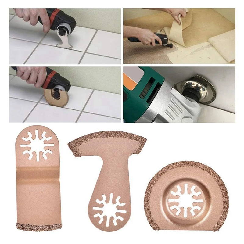 Oscillating Saw Blades - 9Pcs Multi Function Tile Saw Blades Set For Ceremic Porcelain Tile Cutting, Carbide