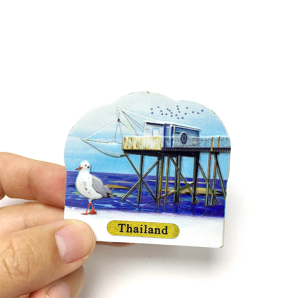 

Thailand 3D Resin Cute Seagull & Pier Scene Fridge Magnets - Strong Decorative Magnets for Home & Room Decor