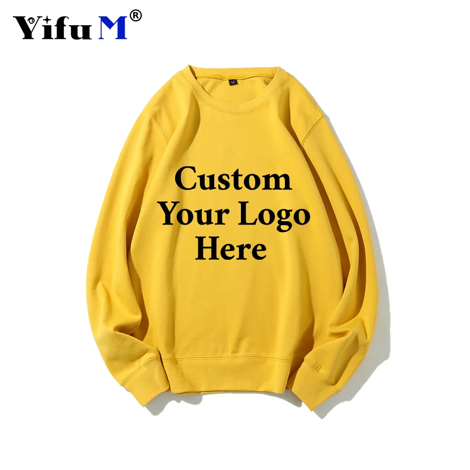 Custom Logo Cotton Sweatshirt Men Round Neck Pullovers Women Casual DIY Tops Spring Colorful Harajuku Sweatshirts Hoodies