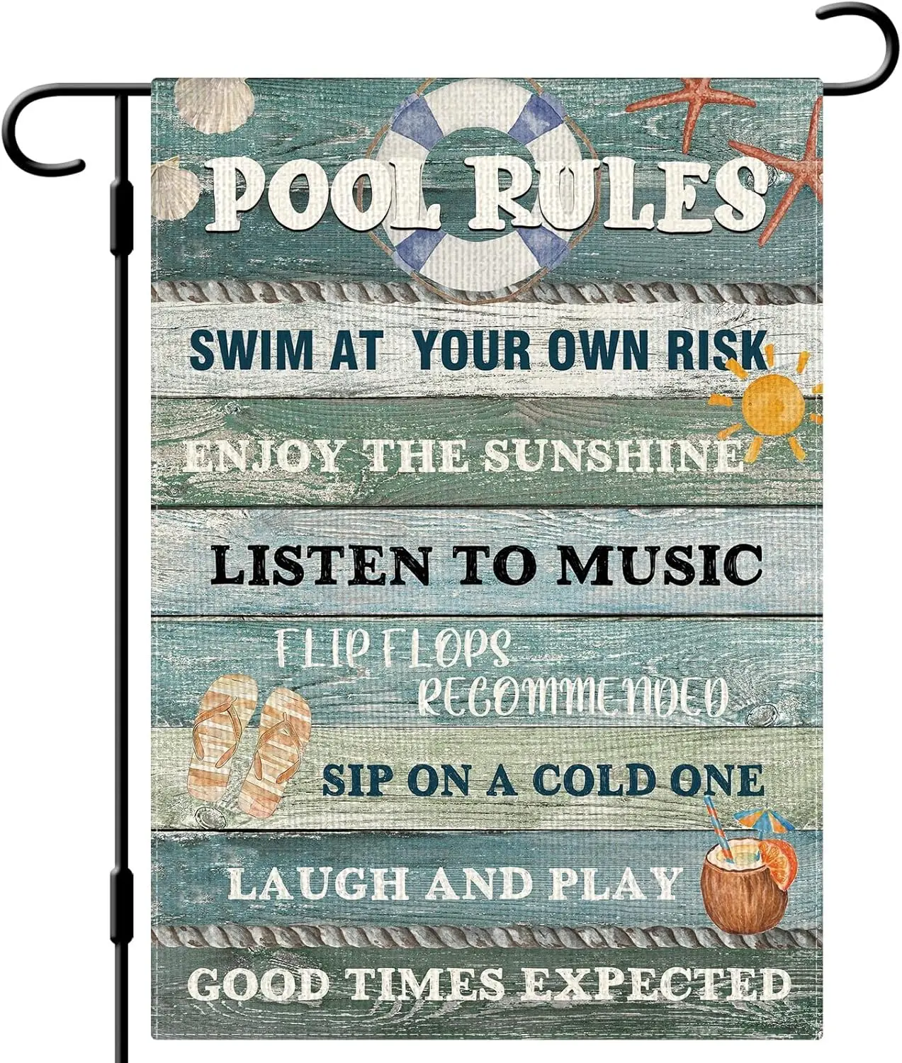DLZDN Pool Rules Garden Flag 12×18 Inch Double Side Vertical Burlap Summer Beach Pool Farmhouse Yard Sign Seasonal Outdoor D jjp