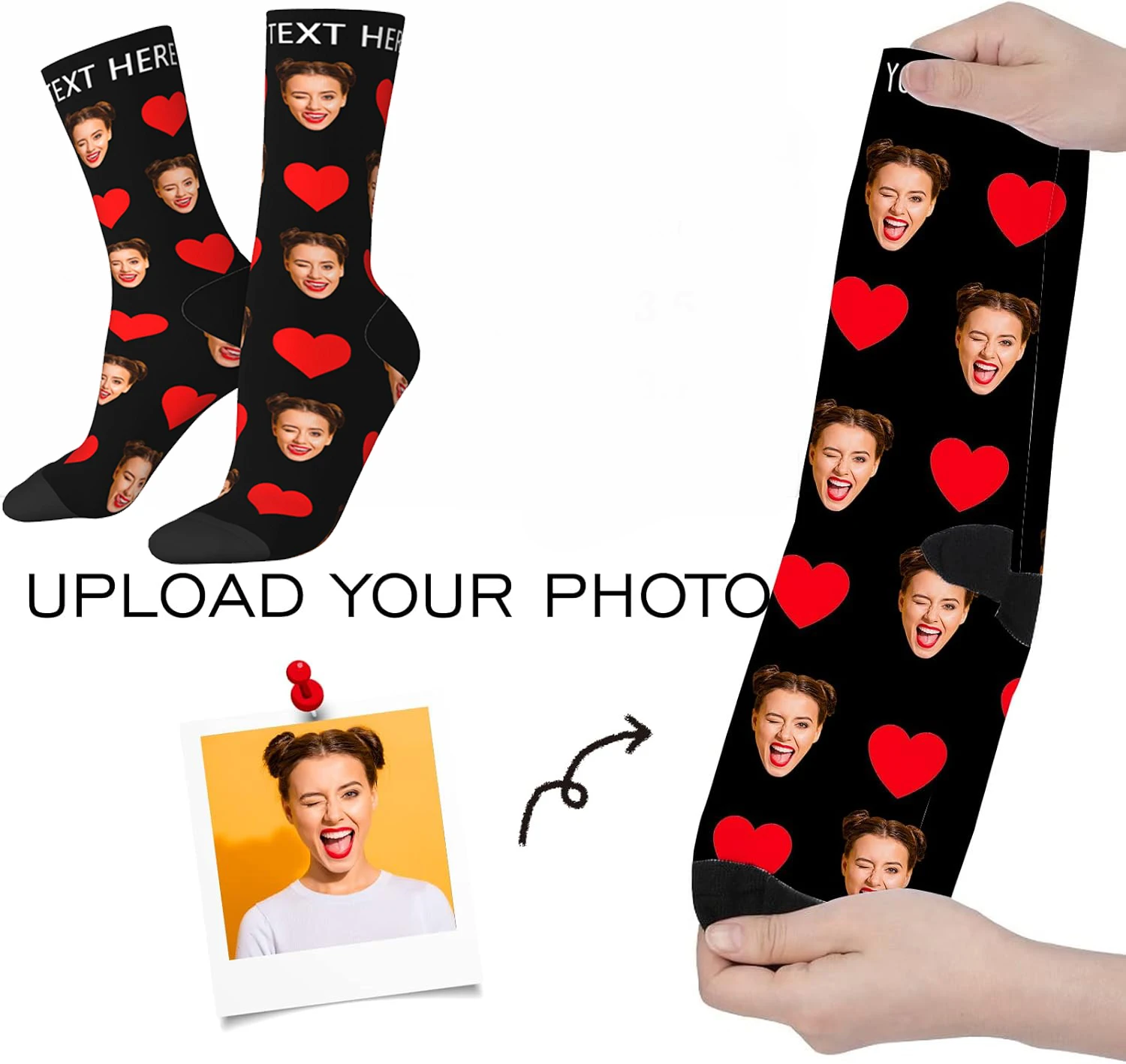 Personal Custom Avatar Printed Socks Cozy Sport Middle Tube Socks Cotton for Unisex Birthday Present