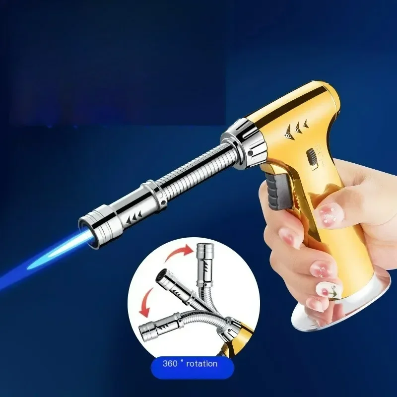 

2025 Outdoor Windproof Hose, Cigar Barbecue Kitchen, Inflatable Lighter, Straight To The Blue Flame Spray Gun, 360 ° Bending