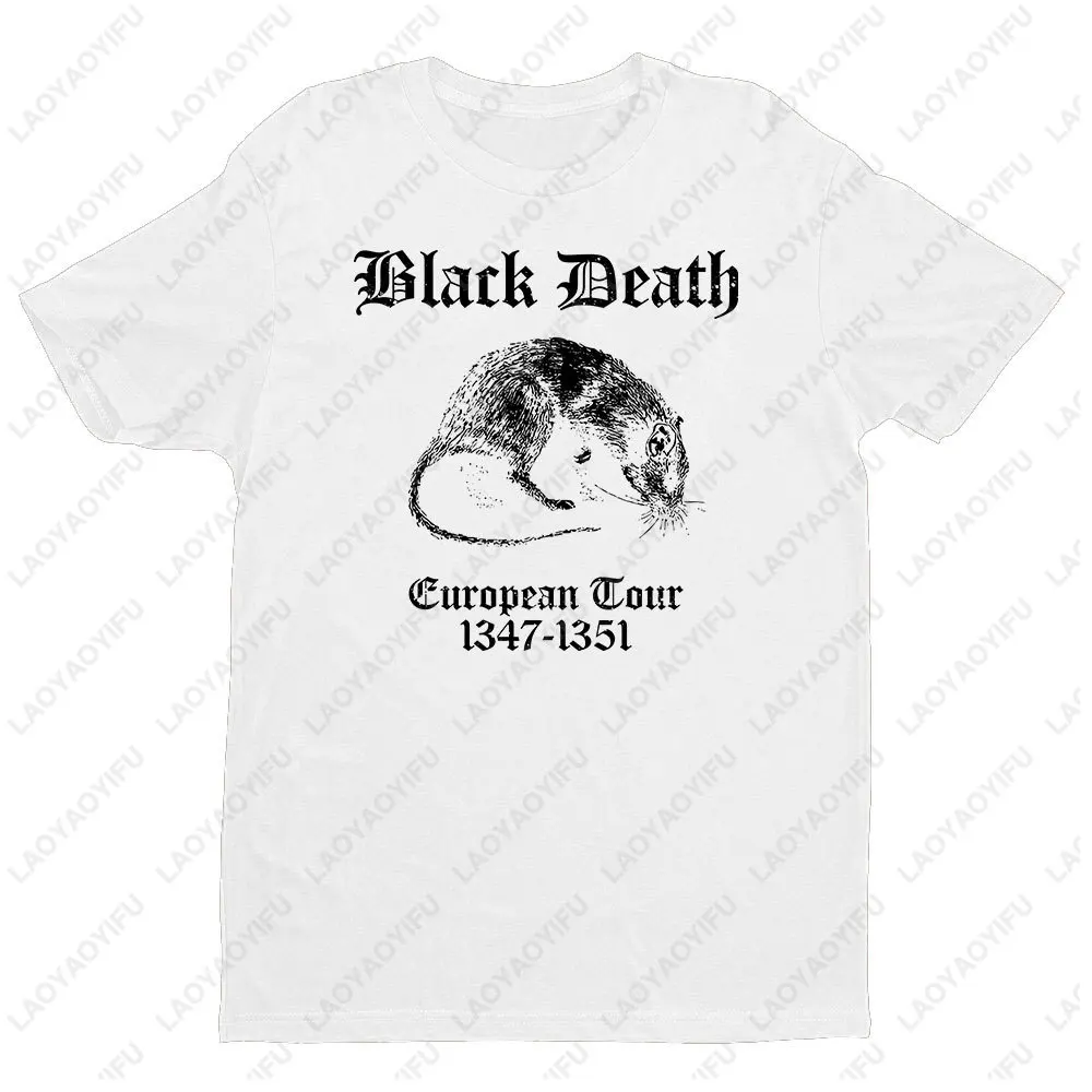 Black Death European Tour 1347-1351 T-Shirt Summer Classic Aesthetic Ancient Simple Style Printed T-shirt Tops Men Clothing